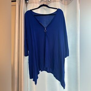 Cable & Gauge Royal Blue Tunic with Zipper Size 2X